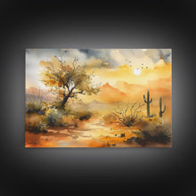 Load image into Gallery viewer, Desert Landscape Watercolor Painting, Wood Framed Canvas Print, Utah Desert Painting, Metal Print, Farmhouse Decor