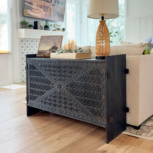 Load image into Gallery viewer, 48 Inch Carved Pattern Wood Console Table