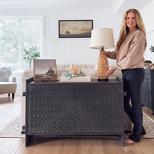 Load image into Gallery viewer, 48 Inch Carved Pattern Wood Console Table