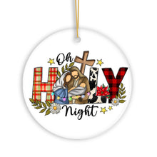 Load image into Gallery viewer, Cute Mary Joseph and Jesus Oh Holy Night Christmas Ornament