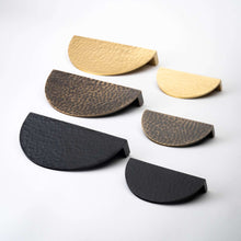 Cargar imagen en el visor de la galería, Hammered Demi Lune, Solid Brass Half Moon Cabinet Pulls