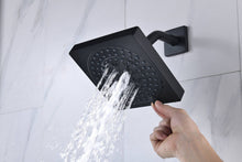 Cargar imagen en el visor de la galería, 12-inch or 16-inch Wall Mount Matte Black Rain Shower Head with Thermostatic Faucet and Tub Spout - Immerse in a Blissful Shower Experience