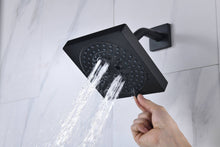 Cargar imagen en el visor de la galería, 12-inch or 16-inch Wall Mount Matte Black Rain Shower Head with Thermostatic Faucet and Tub Spout - Immerse in a Blissful Shower Experience
