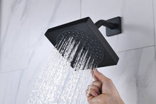 Cargar imagen en el visor de la galería, 12-inch or 16-inch Wall Mount Matte Black Rain Shower Head with Thermostatic Faucet and Tub Spout - Immerse in a Blissful Shower Experience