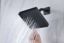 Cargar imagen en el visor de la galería, 12-inch or 16-inch Wall Mount Matte Black Rain Shower Head with Thermostatic Faucet and Tub Spout - Immerse in a Blissful Shower Experience