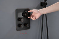 Cargar imagen en el visor de la galería, 12-Inch Non-LED Light Ceiling Mounted Oil Rubbed Bronze 3-Way Thermostatic Shower Faucet System with Wall Mount 12-Inch Rainfall Shower Head