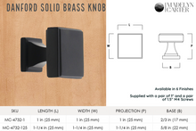 Load image into Gallery viewer, Danford Solid Brass Cabinet Knob - 1"