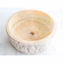 Load image into Gallery viewer, Denizli Beige Travertine Rustic Stone Round Above Vanity Bathroom Sink (D)16" (H)6"
