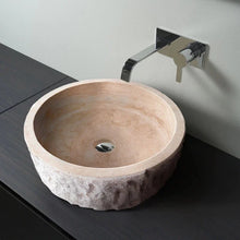 Load image into Gallery viewer, Denizli Beige Travertine Rustic Stone Round Above Vanity Bathroom Sink (D)16" (H)6"