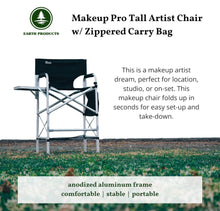 Load image into Gallery viewer, Earth Products Executive VIP Tall Directors Chair with Folding Side Table, Foldable, Zippered Carry Bag, 31" Seat Height, Lightweight, 375LBS Max Load