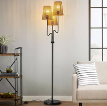 Load image into Gallery viewer, Boho Floor Lamp, 68in. Rattan Floor Lamp with Rattan Shade, 3 Light Tree Standing Lamp for Bedroom,Nursery, E26 Socket, Living Room Floor Lamp for Rus