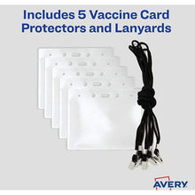 Load image into Gallery viewer, Avery CDC Vaccine Card Holders and Lanyards, 4" x 3", Landscape, 5 Prepunched ID Card Holders and Lanyards (02913)e