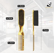 Load image into Gallery viewer, Double-Sided Beard Brush & Beard Comb Barber Brush for Grooming Beard Non-Slip & Sturdy Bristle Brush for Clean Cuts Professional Barber Comb for Beard & Hair Edge Control Brush Barber Accessories