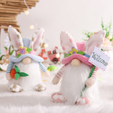 Load image into Gallery viewer, Easter Bunny Ears Plush Gnomes, Light Blue and Pink