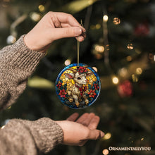 Load image into Gallery viewer, Elegant Goat Stained Glass Theme Ceramic Ornament, Billy Buck and Doe Mountain Animal Decor