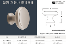 Load image into Gallery viewer, Elizabeth Solid Brass Cabinet Knob with Base - 1.5"