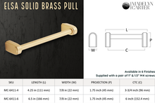 Load image into Gallery viewer, Elsa Solid Brass Drawer Pull - 6 Inch Centers
