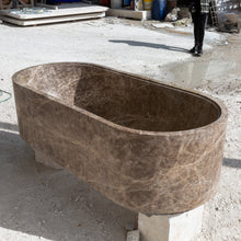 Load image into Gallery viewer, Emperador Light Marble Bathtub Hand-carved from Solid Marble Block (W)29.5" (L)67" (H)19.5"