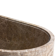 Load image into Gallery viewer, Emperador Light Marble Bathtub Hand-carved from Solid Marble Block (W)29.5" (L)67" (H)19.5"