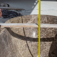 Load image into Gallery viewer, Emperador Light Marble Bathtub Hand-carved from Solid Marble Block (W)29.5" (L)67" (H)19.5"