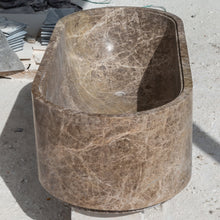 Load image into Gallery viewer, Emperador Light Marble Bathtub Hand-carved from Solid Marble Block (W)29.5" (L)67" (H)19.5"