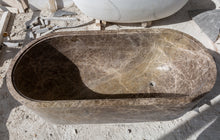 Load image into Gallery viewer, Emperador Light Marble Bathtub Hand-carved from Solid Marble Block (W)29.5" (L)67" (H)19.5"