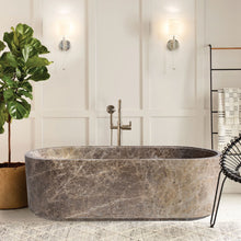 Load image into Gallery viewer, Emperador Light Marble Bathtub Hand-carved from Solid Marble Block (W)29.5" (L)67" (H)19.5"