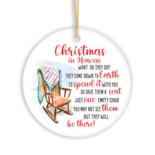Load image into Gallery viewer, Empty Chair for a Loved One Lost Sentimental Ornament, Christmas in Heaven Quote