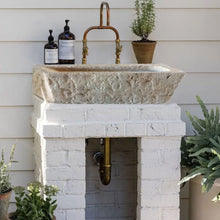 Load image into Gallery viewer, Ephesus Light Travertine Rustic Old-world Look Wall-mount Outdoor Sink (W)18" (L)28" (H)8"
