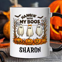 Carregar imagem no visualizador da galeria, Hanging with My Boos Ghost Personalized Mug, Funny Halloween Spooky Season Gift with Custom Name