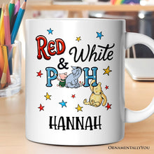 Carregar imagem no visualizador da galeria, Patriotic 4th of July Red White & Proud Personalized Mug, Cute Bear USA Stars Gift with Custom Name