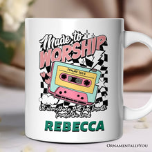 Carregar imagem no visualizador da galeria, Made to Worship Christian Retro Personalized Mug, Psalm 150:6 Bible Verse Gift with Custom Name