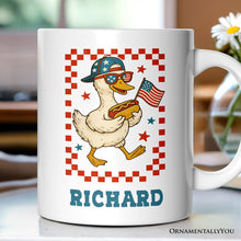 Carregar imagem no visualizador da galeria, 4th of July Patriotic Duck Personalized Mug, Funny Independence Day Gift with Custom Name