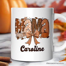 Carregar imagem no visualizador da galeria, Mama Coquette Autumn Personalized Mug, Cozy Fall Pumpkins Gift for Mothers with Custom Name