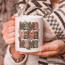 Carregar imagem no visualizador da galeria, Leopard Mama Floral Mug, Retro Wildflowers Gift for Mothers