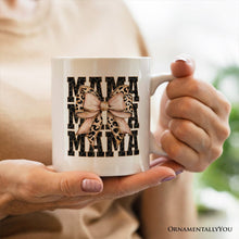 Carregar imagem no visualizador da galeria, Glitter Leopard Mama Personalized Mug, Coquette Bow Glam Gift with Custom Name