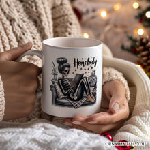 Carregar imagem no visualizador da galeria, Homebody Reading Skeleton Personalized Mug, Funny Lazy Selfcare Gift with Custom Name