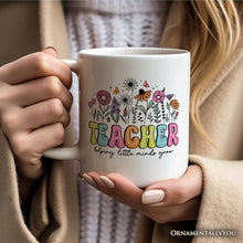 Carregar imagem no visualizador da galeria, Helping Little Minds Grow Teacher Personalized Mug, Floral Appreciation Gift with Custom Name