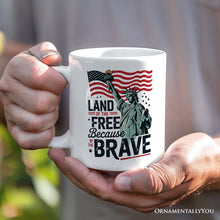 Carregar imagem no visualizador da galeria, Land of the Free Because of the Brave Personalized Mug, 4th of July Statue of Liberty Gift with Custom Name