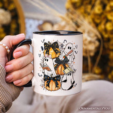 Cargar imagen en el visor de la galería, Cute Ghost Teacher Halloween Personalized Mug, Retro Boo Spooky School Gift with Custom Name