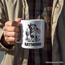 Load image into Gallery viewer, American Cowboy Dog Personalized Mug, Western 4th of July Gift with Custom Name