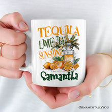Carregar imagem no visualizador da galeria, Tequila Lime & Sunshine Personalized Mug, Tropical Summer Gift with Custom Name