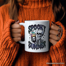 Load image into Gallery viewer, Spooky Summer Skeleton Personalized Mug, Snarky Halloween Coffee Gift with Custom Name