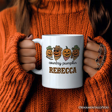Load image into Gallery viewer, Country Pumpkin Rustic Personalized Mug, Cute Autumn Season Gift with Custom Name