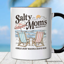 Carregar imagem no visualizador da galeria, Salty Moms Beach Club Personalized Mug, Retro Summer Gift with Custom Name