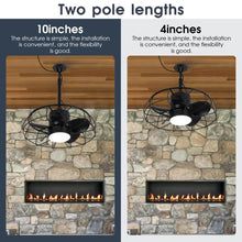 Carregar imagem no visualizador da galeria, 20 Inch Vistula Outdoor DC Motor Black Industrial Hanging Buckle Downrod Ceiling Fan with Light