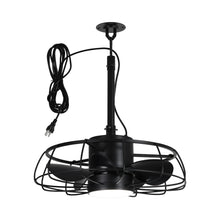 Carregar imagem no visualizador da galeria, 20 Inch Vistula Outdoor DC Motor Black Industrial Hanging Buckle Downrod Ceiling Fan with Light