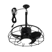 Carregar imagem no visualizador da galeria, 20 Inch Vistula Outdoor DC Motor Black Industrial Hanging Buckle Downrod Ceiling Fan with Light
