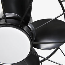 Carregar imagem no visualizador da galeria, 20 Inch Vistula Outdoor DC Motor Black Industrial Hanging Buckle Downrod Ceiling Fan with Light
