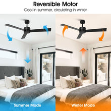 Carregar imagem no visualizador da galeria, 52" DC Motor 3 Blades Modern Downrod Mount Ceiling Fan